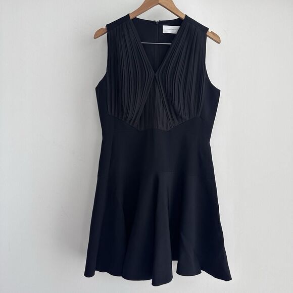 Victoria Beckham Dress 10 US Black Fit Flare Minimal Elegant Quiet Luxury Modest - Picture 7 of 14